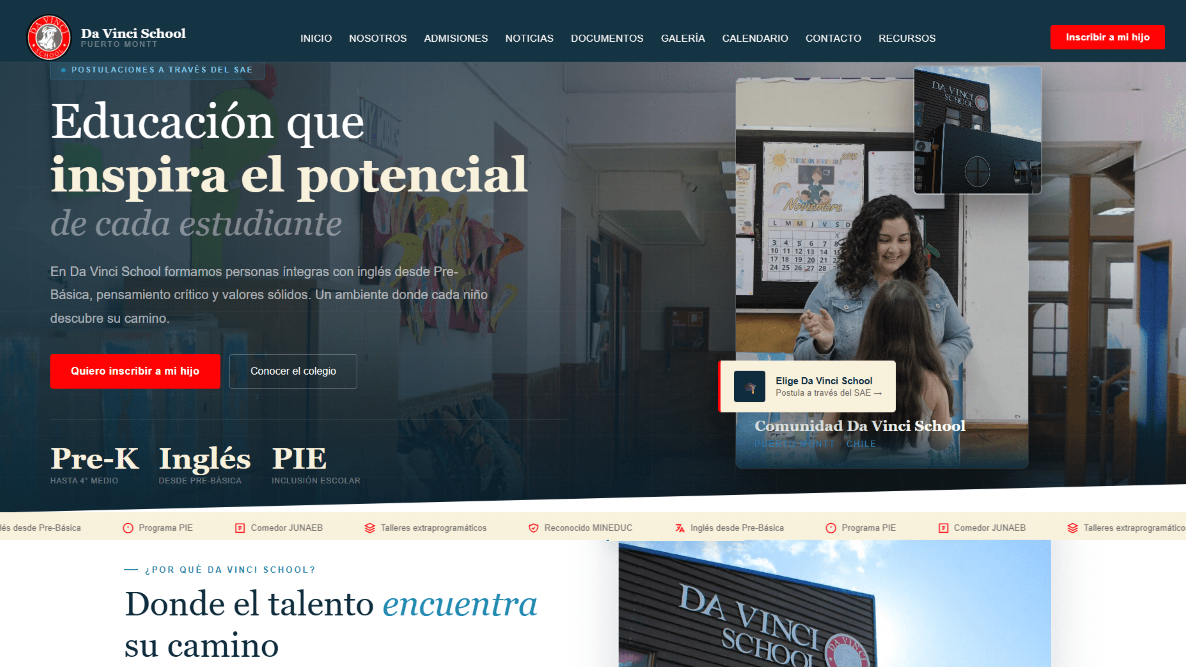 Página Web Colegio Da Vinci School